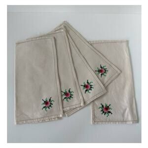 Vintage Cross Stitch Cocktail Napkins, set of 5